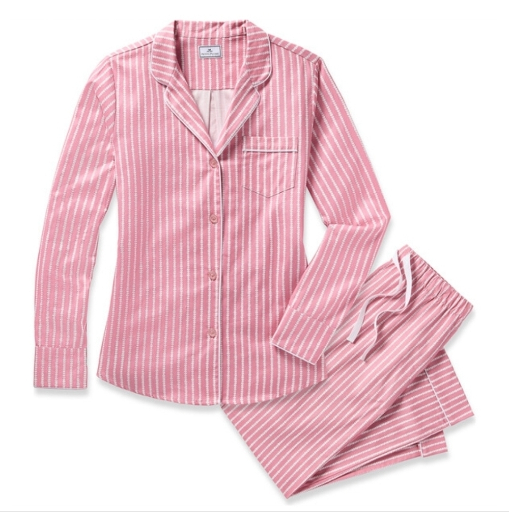 New Petite Plume Women's 100% Cotton Love Lines Twill Long Pajama Set Medium NWT
